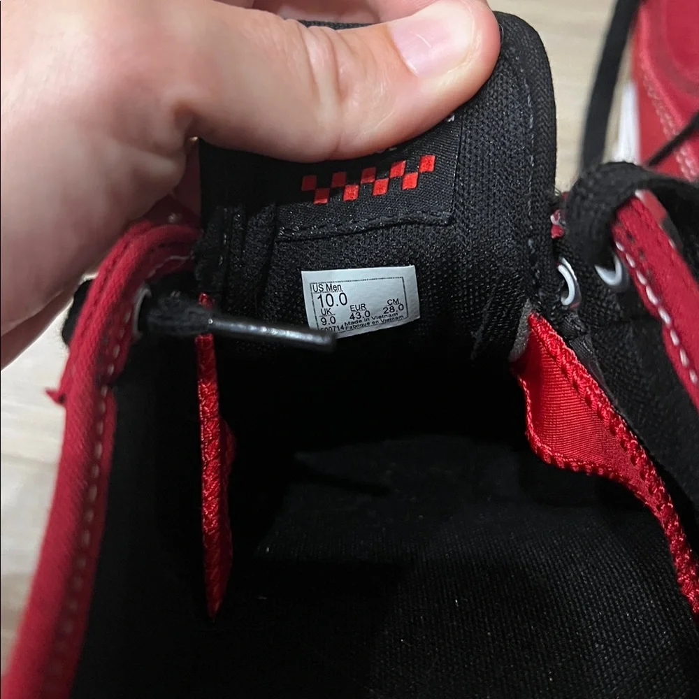 Vans Red and Black Canvas Sneakers - Picture 3 of 4